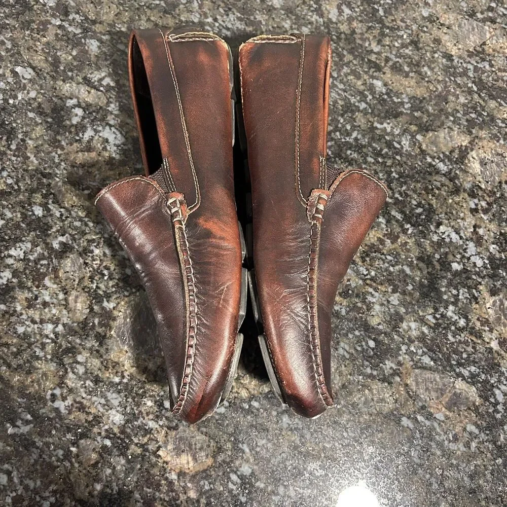 Johnston & Murphy Danley Venetian Brown Leather Driving Loafers Men's Size 9.5 M